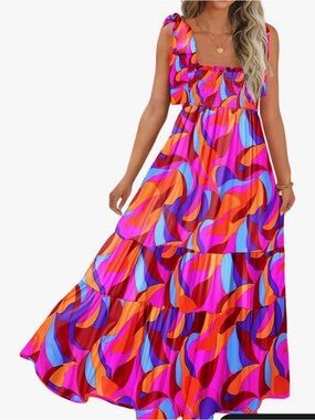 Vibrant Multi-Color Tiered Maxi Dress